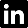 Black and white LinkedIn logo featuring a lowercase "in" inside a rounded square.