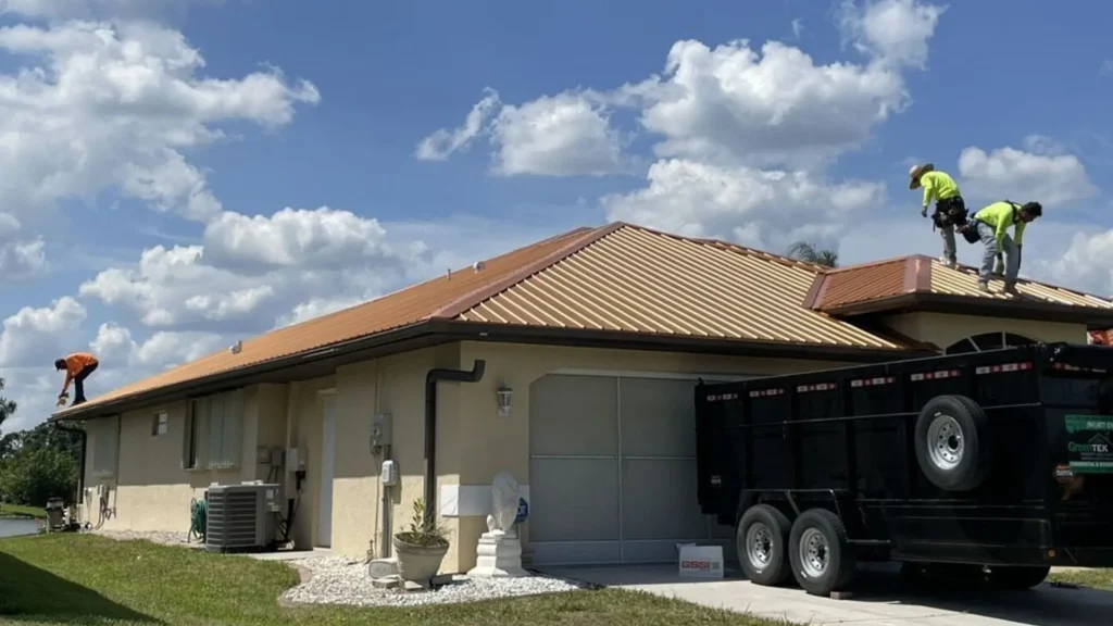 Shiny metal roof on Florida home